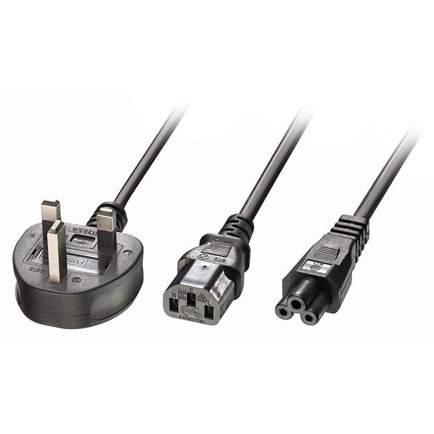 Lindy 30374 cavo di alimentazione Nero 2,5 m Spina di alimentazione di tipo G C13 coupler + C5 coupler