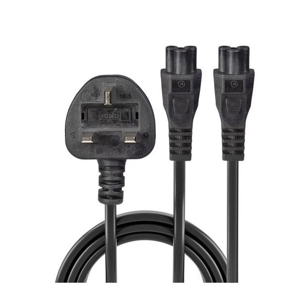Lindy 30428 cavo di alimentazione Nero 2,5 m Spina di alimentazione di tipo G 2 x accoppiatore C5