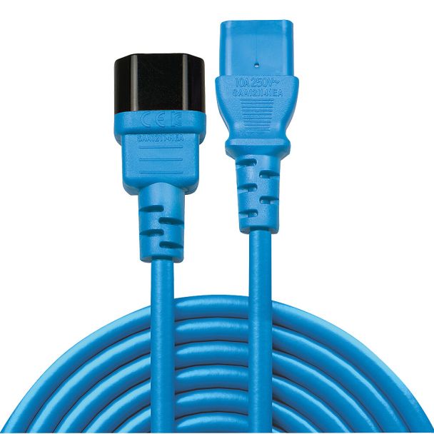 Lindy 1m IEC C13 Extension Cable, Blue