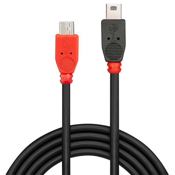 Lindy 31719 cavo USB USB 2.0 2 m Mini-USB B Micro-USB B Nero, Rosso