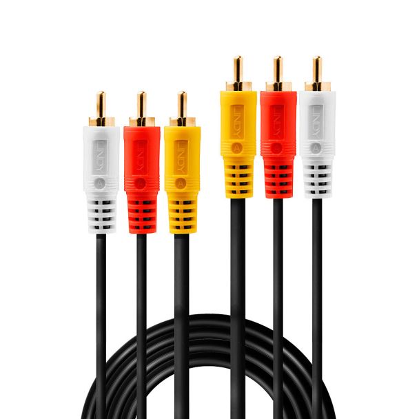 Lindy 35690 cavo audio 1 m 3 x RCA Nero, Rosso, Bianco, Giallo