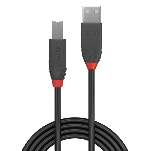Lindy 36671 cavo USB USB 2.0 0,5 m USB A USB B Nero, Grigio
