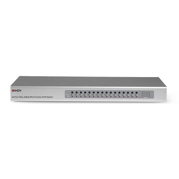 Lindy 39527 switch per keyboard-video-mouse (kvm) Montaggio rack Argento