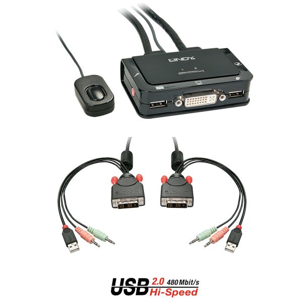 Lindy 42341 switch per keyboard-video-mouse (kvm) Nero