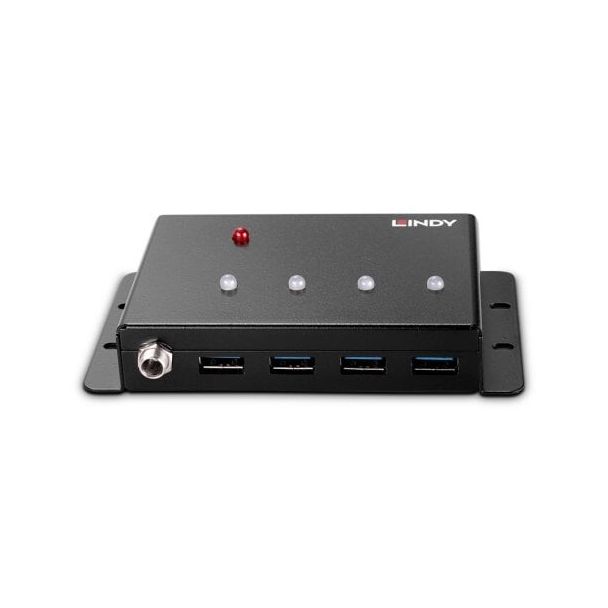 Lindy 43374 hub di interfaccia USB 3.2 Gen 1 (3.1 Gen 1) Type-B 5000 Mbit/s Nero