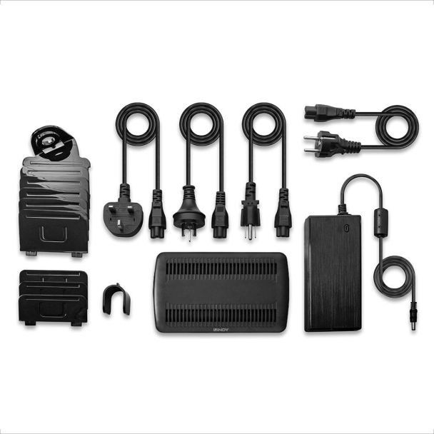 Lindy 73436 organizzatore per stazioni di carica Libera installazione Alluminio, Plastica Nero, Grigio