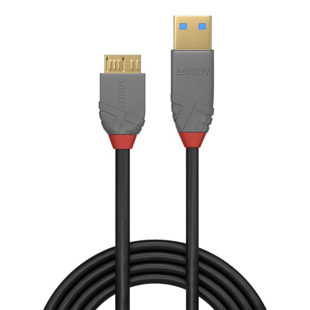 Lindy 1m USB 3.2 Type A to Micro-B Cable, 5Gbps, Anthra Line