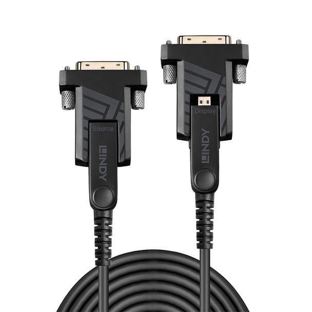 Lindy 100m Fibre Optic Hybrid Micro-HDMI 18G Cable with Detachable HDMI and DVI Connectors