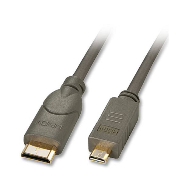 Lindy 0.5m HDMI HDMI cable HDMI Type C (Mini) HDMI Type D (Micro) Black