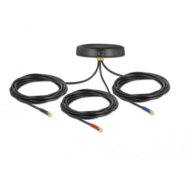 DeLOCK Antenna LTE-MIMO UMTS GSM GNSS multibanda 3 x SMA maschio omnidirezionale nero montaggio su tetto all'esterno
