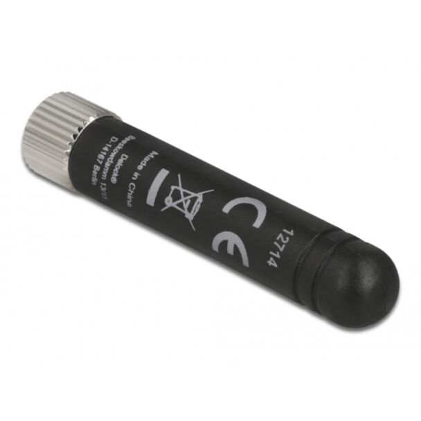 DeLOCK WLAN 802.11 b/g/n Antenna RP-SMA maschio 1,7 - 3,7 dBi omnidirezionale fissa con materiale flessibile nera