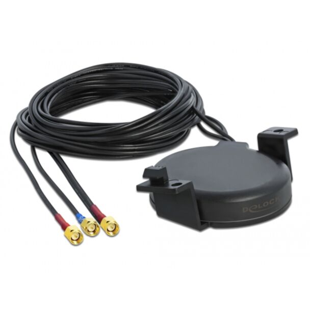 DeLOCK LTE MIMO GNSS Antenna 3 x SMA maschio RG-174 3 m montaggio a vite all'esterno nero