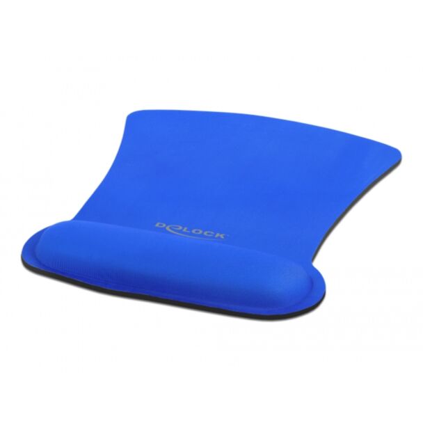 DeLOCK Mouse pad ergonomico con poggiapolsi blu 255 x 207 mm