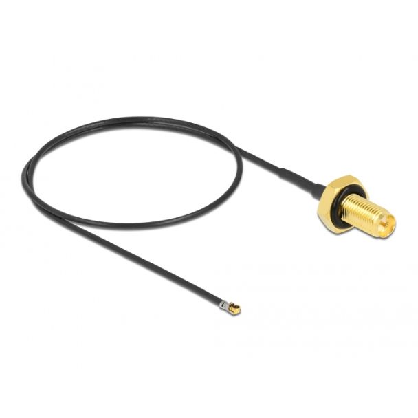 DeLOCK Cavo Antenna RP-SMA femmina passante per I-PEX Inc., MHF® 4L LK maschio 1.37 35 cm lunghezza filettatura 10 mm antispruzzo