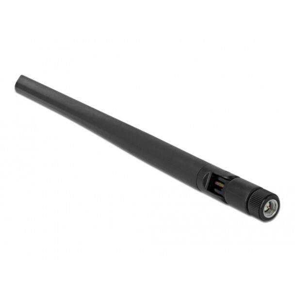 DeLOCK WLAN 802.11 ac/ax/a Antenna RP-SMA plug 5 dBi 20 cm omnidirectional with tilt joint and flexible material black