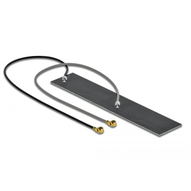 DeLOCK Doppia antenna WLAN 802.11 ac/ax/a/h/b/g/n 2 x autoadesivo interno PCB I-PEX Inc., MHF® I maschio 2,2 – 4,0 dBi 2 x 15 cm