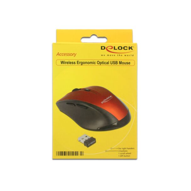 DeLOCK 12493 mouse Mano destra RF Wireless Ottico 1600 DPI