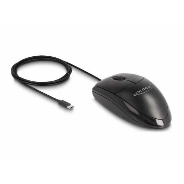 DeLOCK 12114 mouse Universal Ambidextrous USB Type-C Optical 1200 DPI