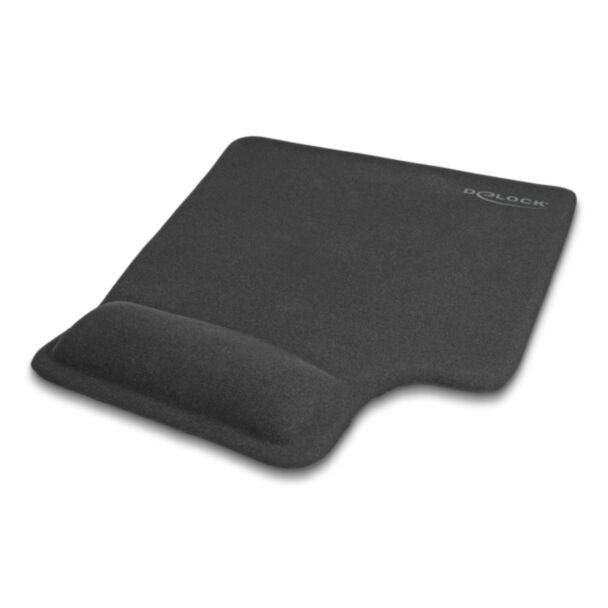 DeLOCK Tappetino mouse ergonomico con poggiapolsi in gel per mancini nero