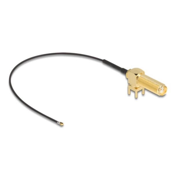 DeLOCK Cavo Antenna SMA 90° PCB femmina passante a I-PEX Inc., MHF® 4L maschio 1.13 15 cm lunghezza filettatura 15 mm