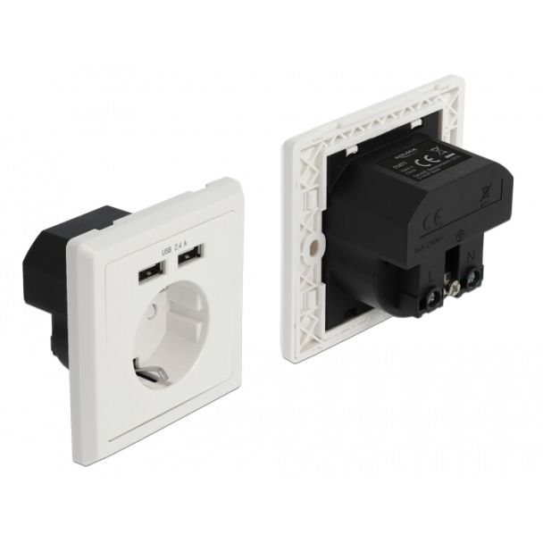 DeLOCK 11471 socket-outlet CEE 7/3 + USB White