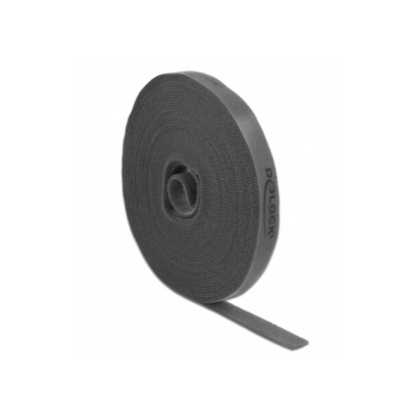 DeLOCK Velcro tape on roll L 10 m x W 15 mm grey