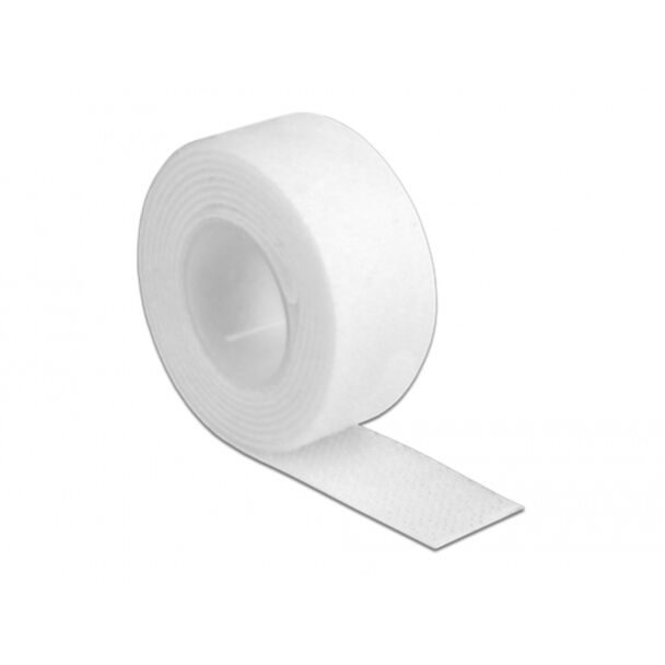 DeLOCK Nastro con chiusura a strappo a rotolo L 1 m x P 20 mm bianco