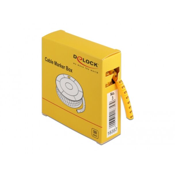 DeLOCK Scatola segnacavi, n. 3, giallo, 500 pezzi