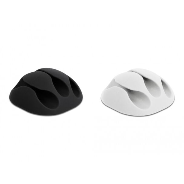 DeLOCK Portacavi con 3 passacavi Set da 6 pezzi nero / bianco