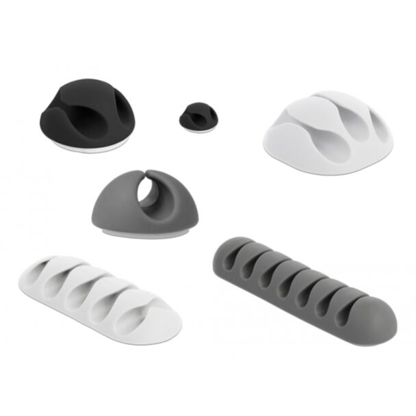 DeLOCK 18300 organizer per cavi Scrivania/Parete Supporto per cavo Nero, Grigio, Bianco 6 pz