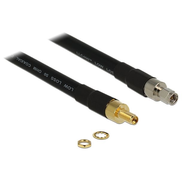 DeLOCK 13007 cavo coassiale CFD400, LLC400 3 m SMA Nero