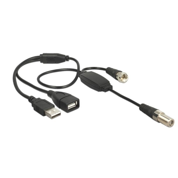 DeLOCK 13006 cavo coassiale RG-174 0,22 m 1 x IEC female 1 x IEC plug, 1 x USB 2.0 Type-A female, 1 x USB 2.0 Type-A male Nero