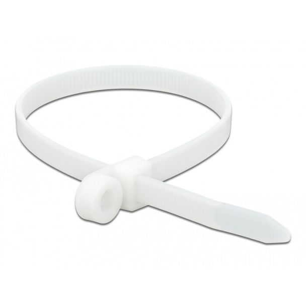 DeLOCK 18948 fascetta Fascetta con inserimento in parallelo Poliammide Bianco 10 pz