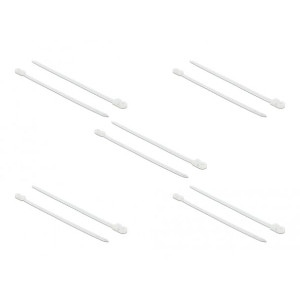 DeLOCK 18947 fascetta Fascetta con inserimento in parallelo Poliammide Bianco 10 pz
