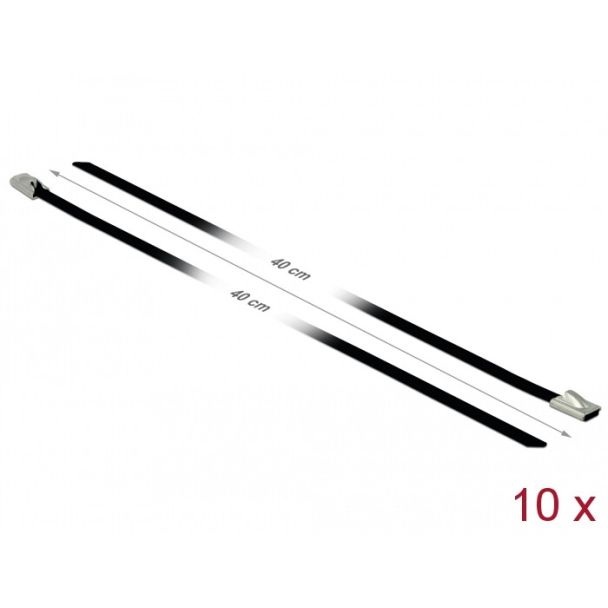 DeLOCK 18811 fascetta Acciaio Nero 10 pz