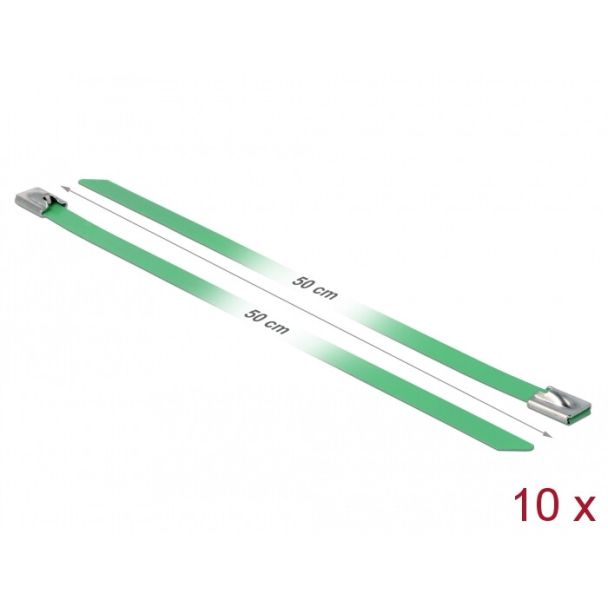 DeLOCK 18808 fascetta Acciaio Verde 10 pz