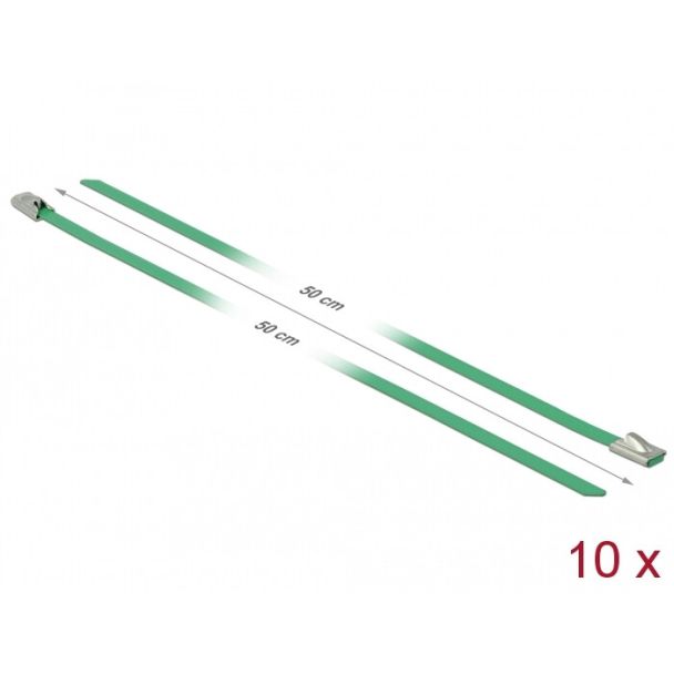 DeLOCK 18804 fascetta Acciaio Verde 10 pz