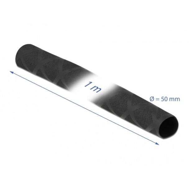 DeLOCK Tubo termorestringente X-pattern antiscivolo 1 m x 50 mm nero