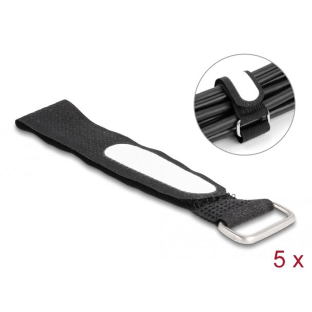 DeLOCK Fascetta a strappo per cavi con occhiello e linguetta per etichetta da L 203 x L 20 mm nero 5 pezzi