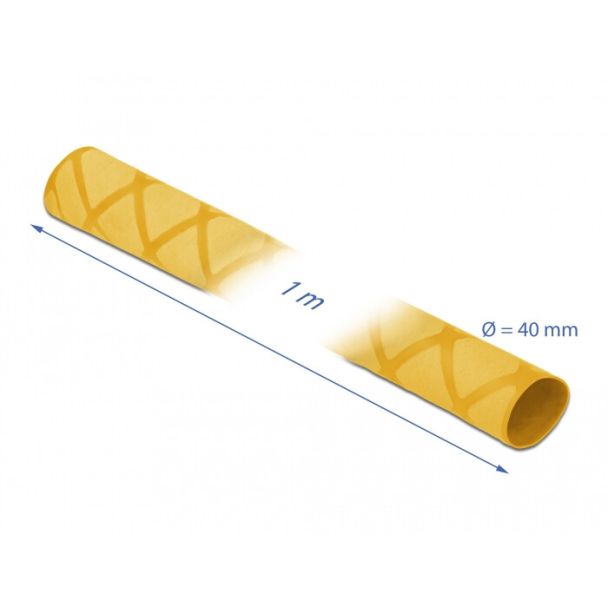 DeLOCK Tubo termorestringente X-pattern antiscivolo 1 m x 40 mm giallo