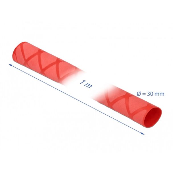 DeLOCK Tubo termorestringente X-pattern antiscivolo 1 m x 30 mm rosso