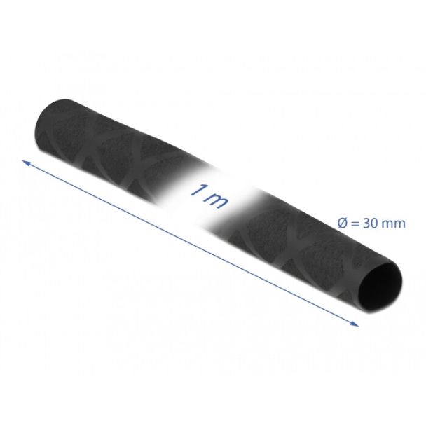 DeLOCK Tubo termorestringente X-pattern antiscivolo 1 m x 30 mm nero