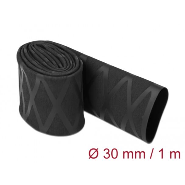 DeLOCK Tubo termorestringente X-pattern antiscivolo 1 m x 30 mm nero