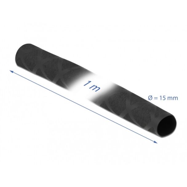 DeLOCK Tubo termorestringente X-pattern antiscivolo 1 m x 15 mm nero