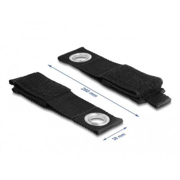DeLOCK Robusto Tracolla con chiusura a strappo con occhiello di fissaggio L 260 x P 38 mm nero 5 pezzi