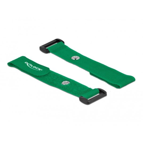 DeLOCK Hook-and-loop cable tie with Loop and Fastening Eyelet L 190 x W 25 mm green 5 pieces