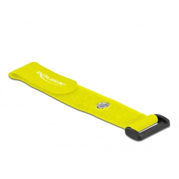 DeLOCK Hook-and-loop cable tie with Loop and Fastening Eyelet L 190 x W 25 mm yellow 5 pieces