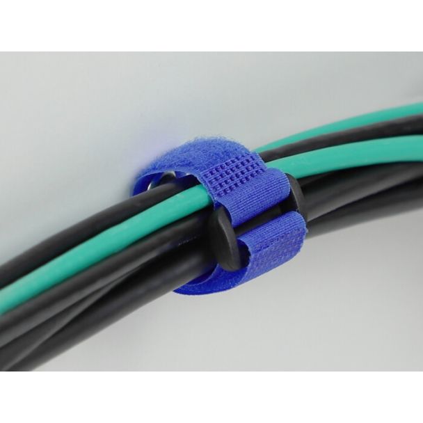 DeLOCK Fascetta per cavi a strappo con gancio e occhiello di fissaggio L 190 x L 25 mm blu 5 pezzi