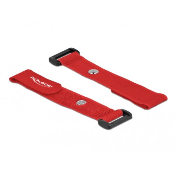 DeLOCK Fascetta per cavi a strappo con gancio e occhiello di fissaggio L 190 x L 25 mm rosso 5 pezzi