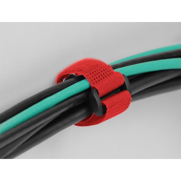 DeLOCK Fascetta per cavi a strappo con gancio e occhiello di fissaggio L 150 x L 20 mm rosso 5 pezzi